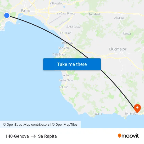 140-Gènova to Sa Ràpita map
