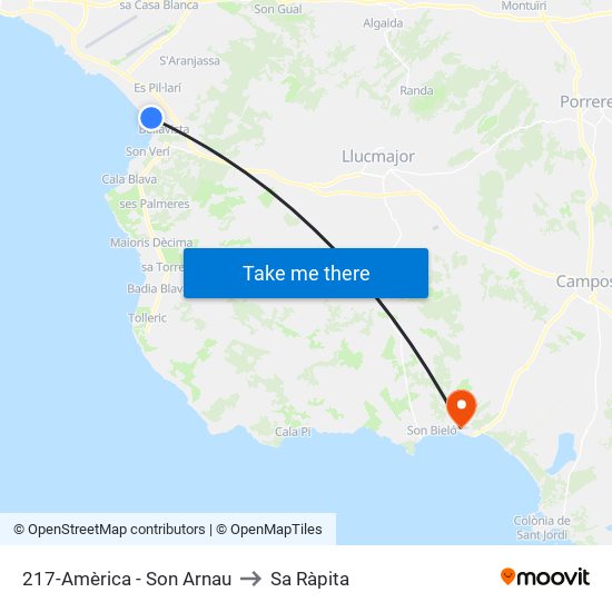 217-Amèrica - Son Arnau to Sa Ràpita map