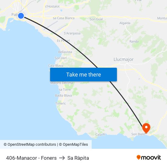 406-Manacor - Foners to Sa Ràpita map