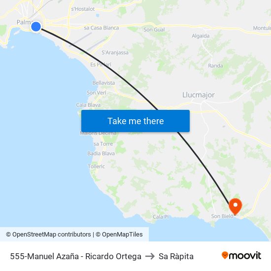 555-Manuel Azaña - Ricardo Ortega to Sa Ràpita map