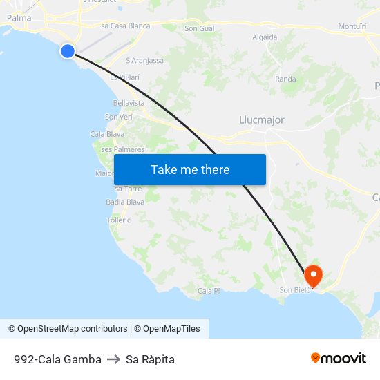 992-Cala Gamba to Sa Ràpita map