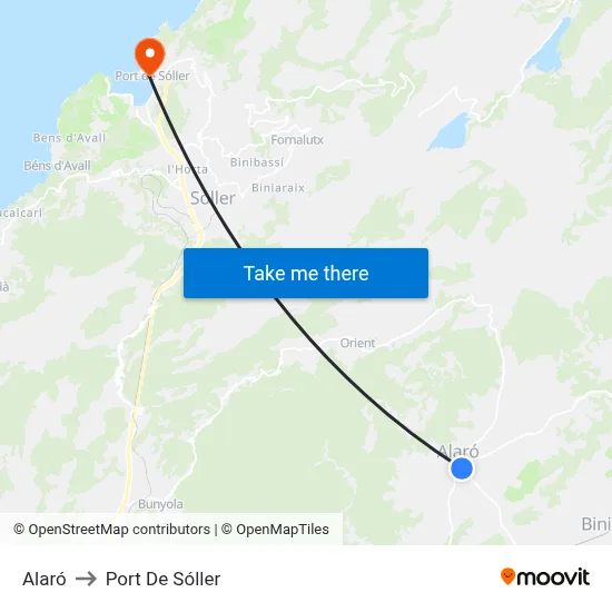 Alaró to Port De Sóller map