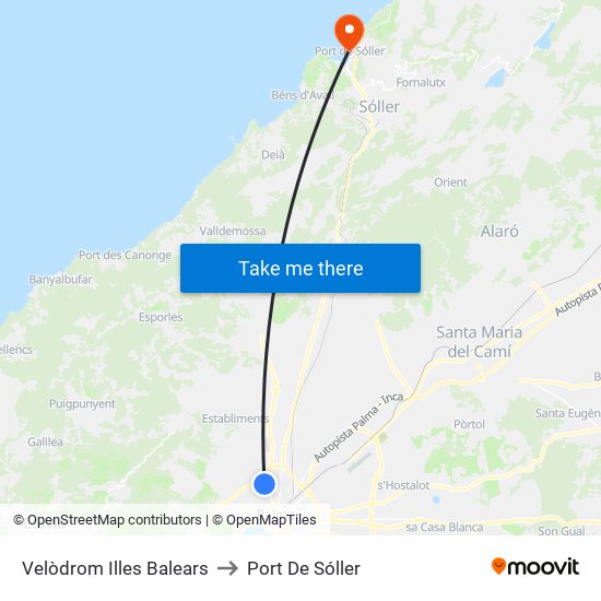 Velòdrom Illes Balears to Port De Sóller map