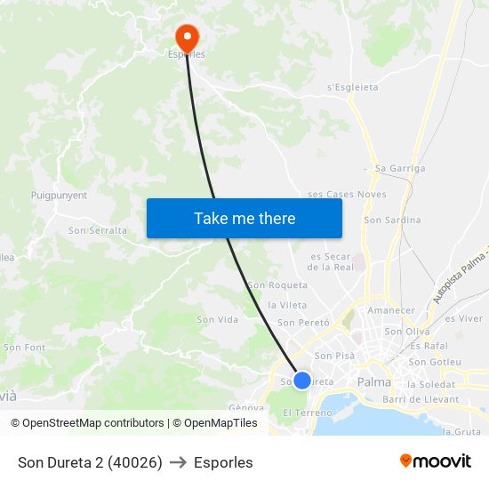 Son Dureta 2 (40026) to Esporles map