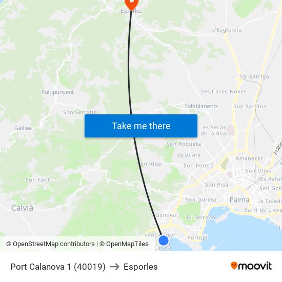 Port Calanova 1 (40019) to Esporles map