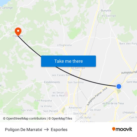 Polígon De Marratxí to Esporles map