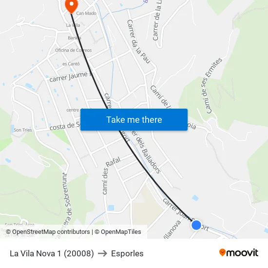 La Vila Nova 1 (20008) to Esporles map