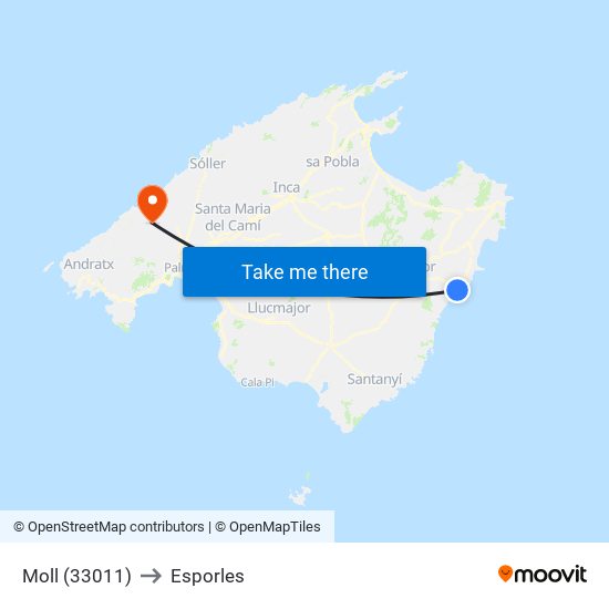 Moll (33011) to Esporles map