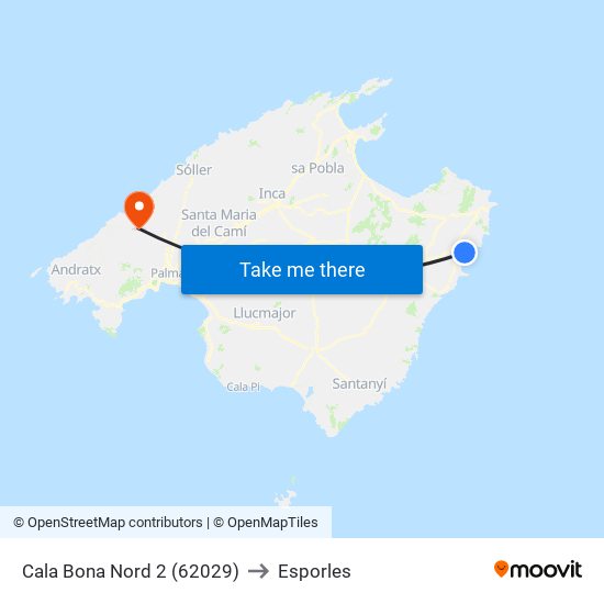 Cala Bona Nord 2 (62029) to Esporles map