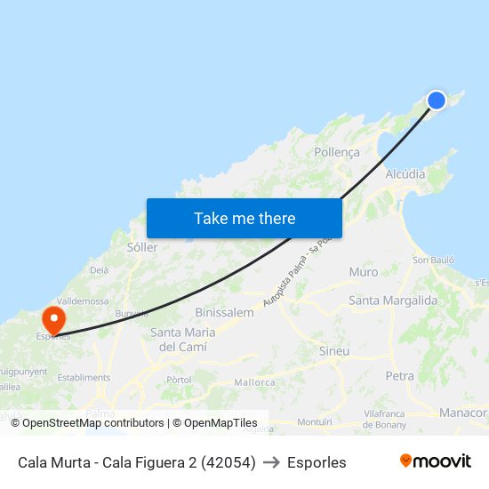 Cala Murta - Cala Figuera 2 (42054) to Esporles map