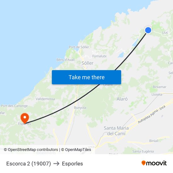 Escorca 2 (19007) to Esporles map