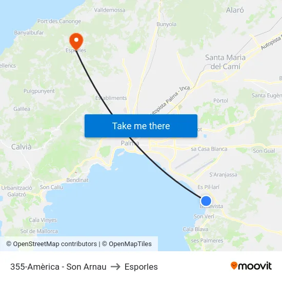 355-Amèrica - Son Arnau to Esporles map