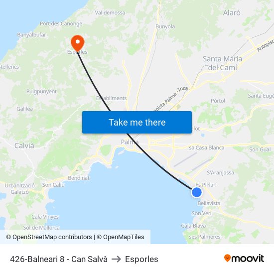 426-Balneari 8 - Can Salvà to Esporles map