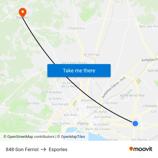 848-Son Ferriol to Esporles map
