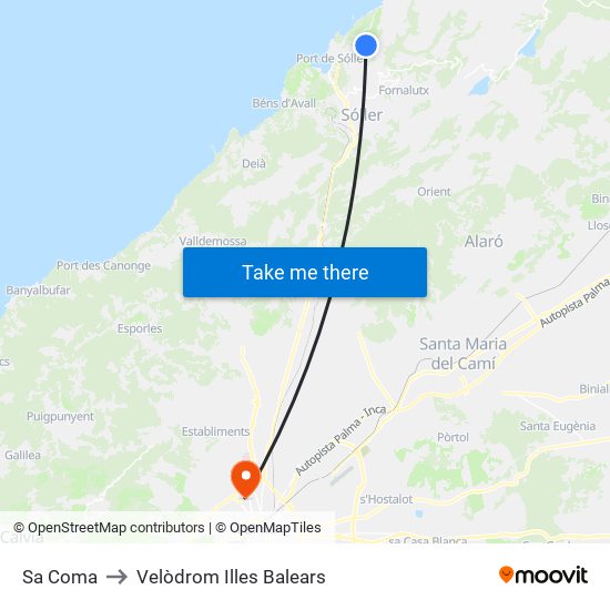 Sa Coma to Velòdrom Illes Balears map