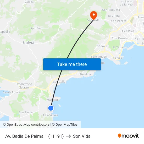 Av. Badia De Palma 1 (11191) to Son Vida map