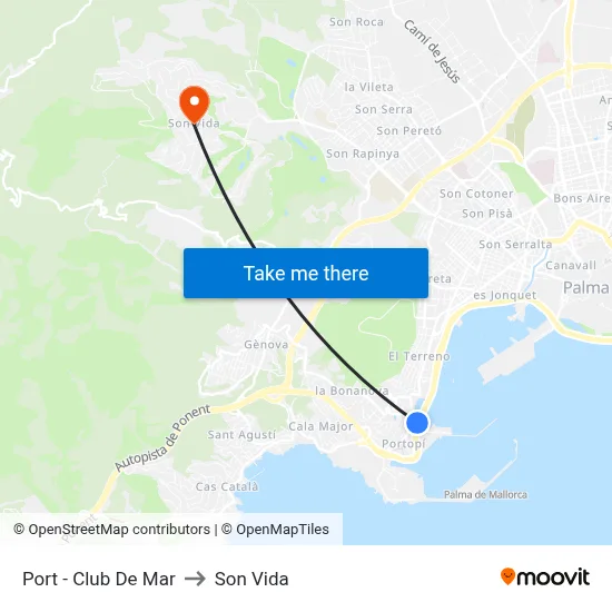Port - Club De Mar to Son Vida map