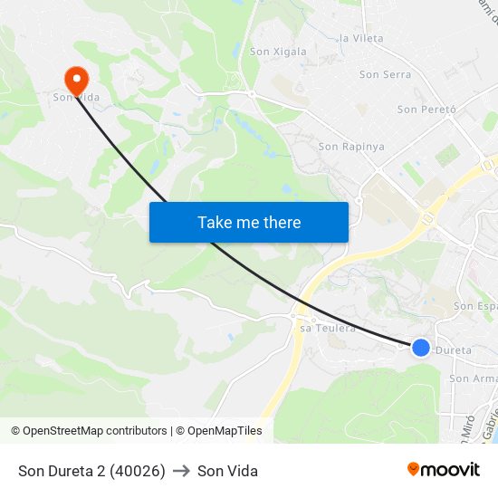 Son Dureta 2 (40026) to Son Vida map