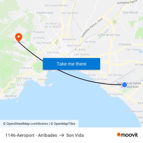1146-Aeroport - Arribades to Son Vida map
