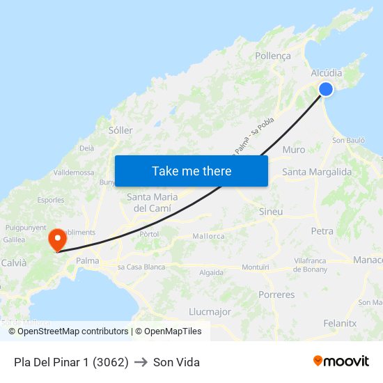 Pla Del Pinar 1 (3062) to Son Vida map