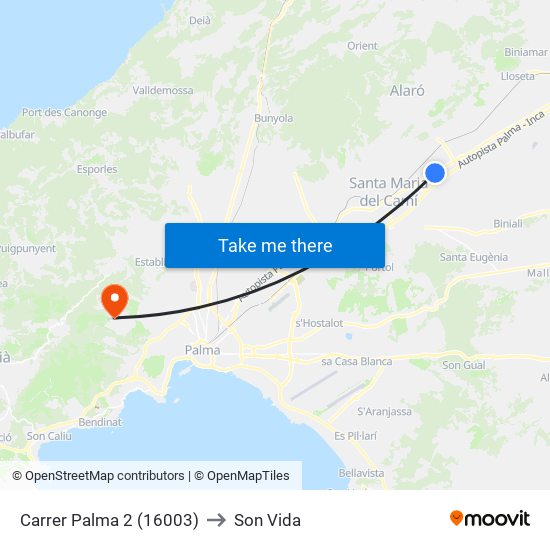 Carrer Palma 2 (16003) to Son Vida map