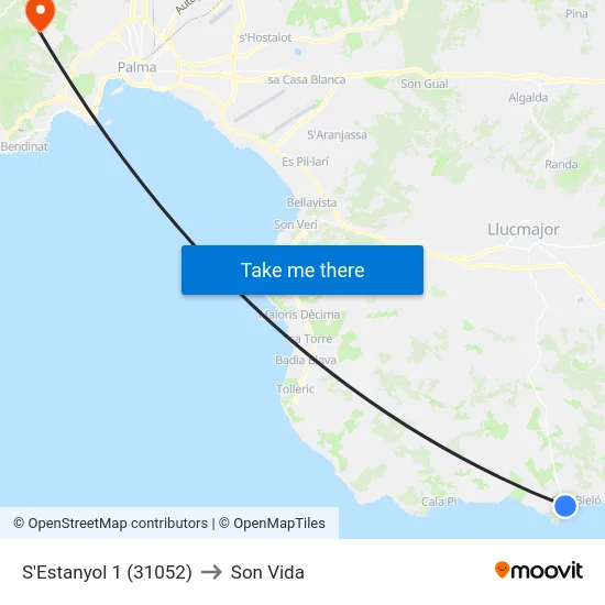 S'Estanyol 1 (31052) to Son Vida map