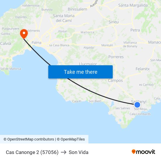 Cas Canonge 2 (57056) to Son Vida map