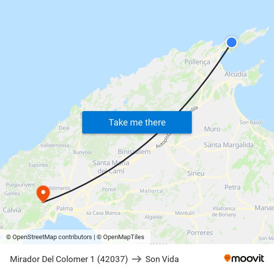 Mirador Del Colomer 1 (42037) to Son Vida map