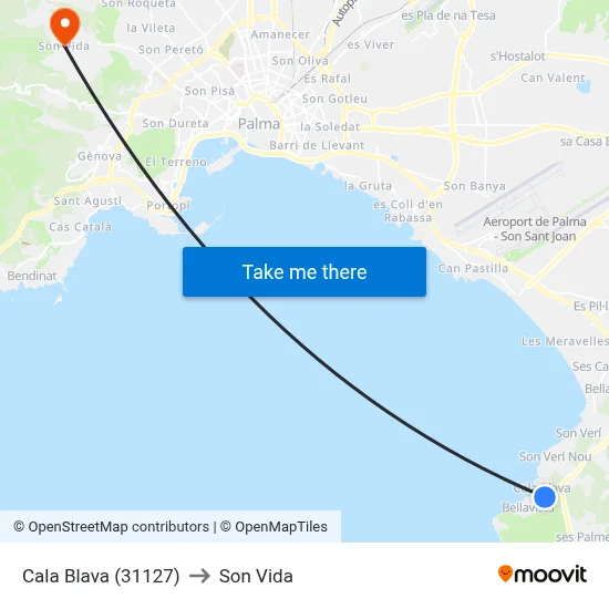 Cala Blava (31127) to Son Vida map