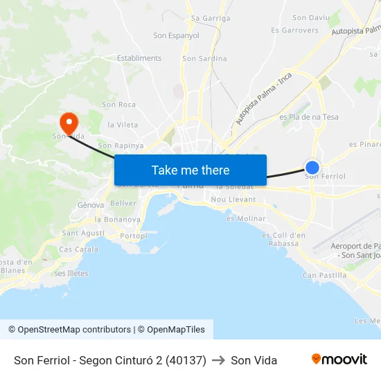 Son Ferriol - Segon Cinturó 2 (40137) to Son Vida map