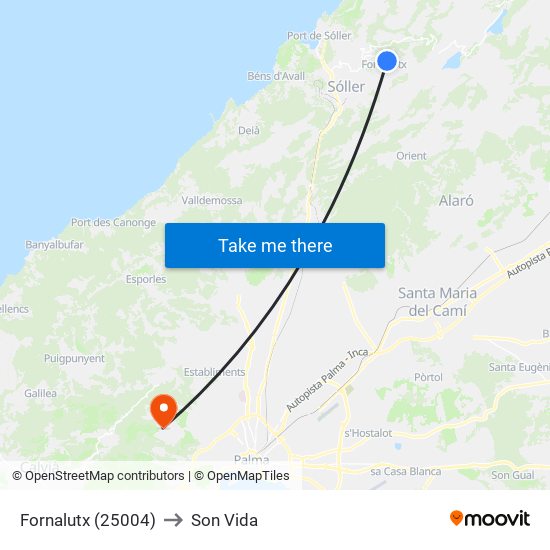 Fornalutx (25004) to Son Vida map