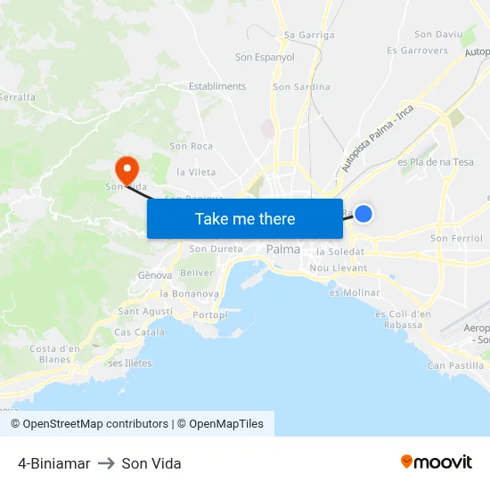 4-Biniamar to Son Vida map