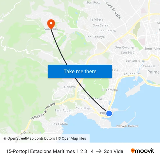 15-Portopí Estacions Marítimes 1  2  3 I 4 to Son Vida map