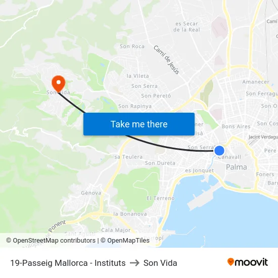 19-Passeig Mallorca - Instituts to Son Vida map