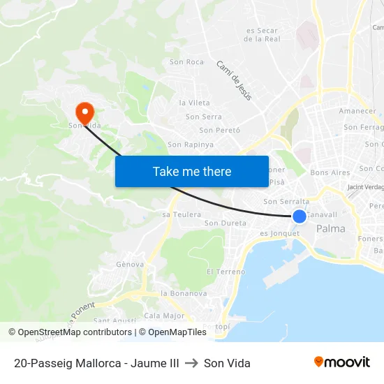 20-Passeig Mallorca - Jaume III to Son Vida map