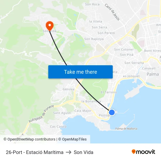 26-Port - Estació Marítima to Son Vida map