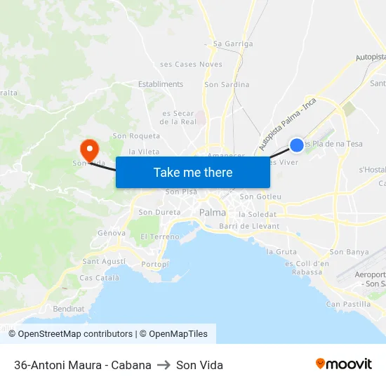 36-Antoni Maura - Cabana to Son Vida map
