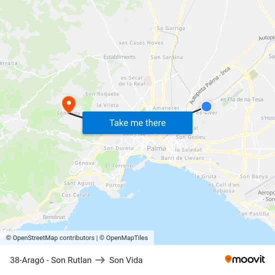 38-Aragó - Son Rutlan to Son Vida map
