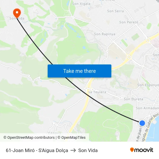 61-Joan Miró - S'Aigua Dolça to Son Vida map