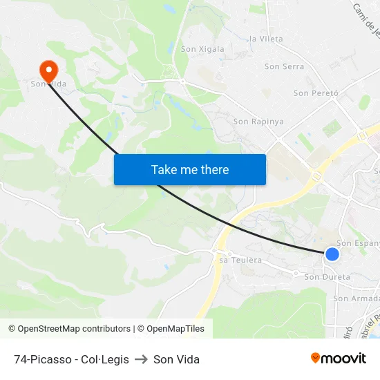 74-Picasso - Col·Legis to Son Vida map