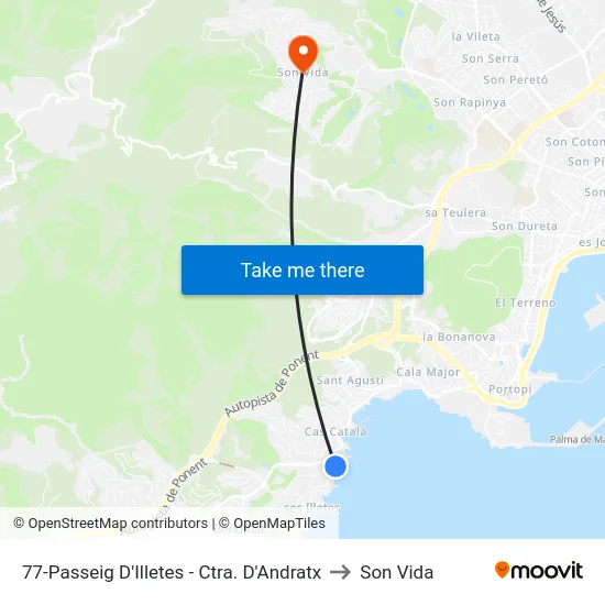77-Passeig D'Illetes - Ctra. D'Andratx to Son Vida map