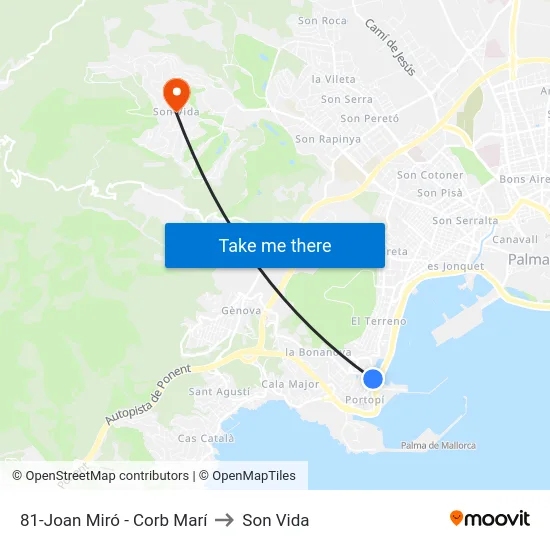 81-Joan Miró - Corb Marí to Son Vida map