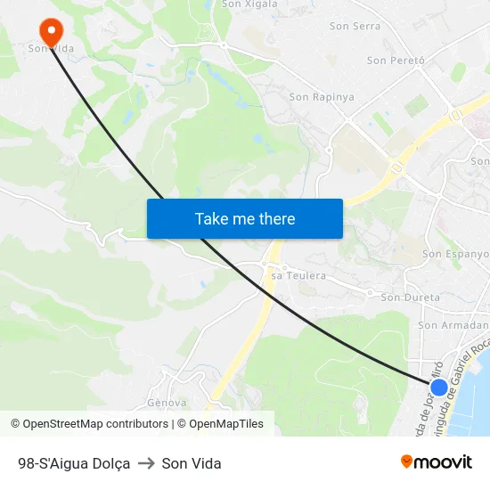 98-S'Aigua Dolça to Son Vida map