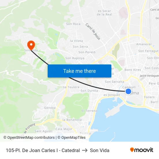 105-Pl. De Joan Carles I - Catedral to Son Vida map