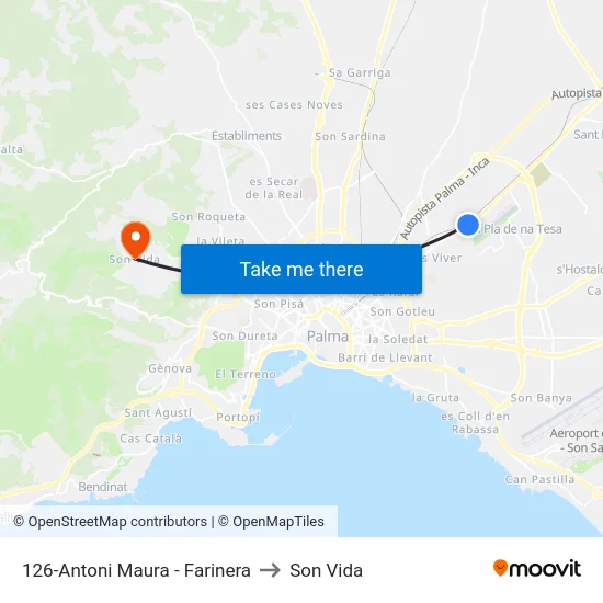 126-Antoni Maura - Farinera to Son Vida map