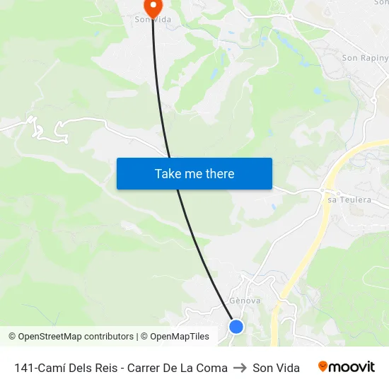 141-Camí Dels Reis - Carrer De La Coma to Son Vida map