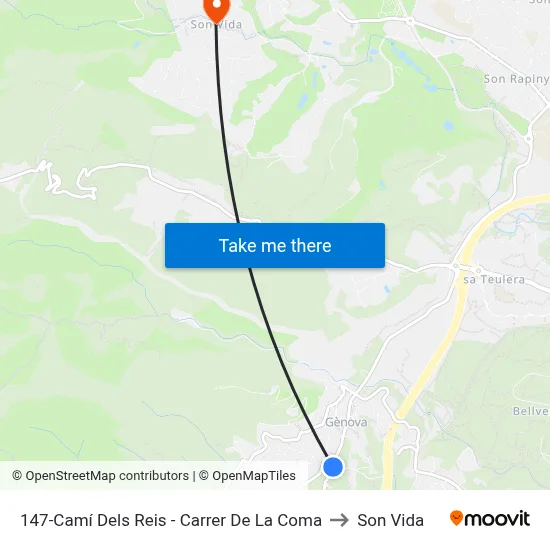 147-Camí Dels Reis - Carrer De La Coma to Son Vida map