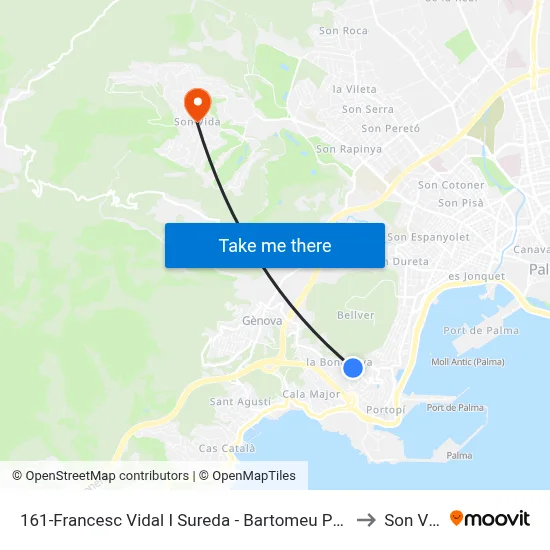 161-Francesc Vidal I Sureda - Bartomeu Pons I Coll to Son Vida map