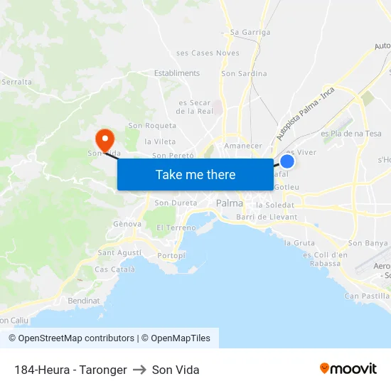 184-Heura - Taronger to Son Vida map