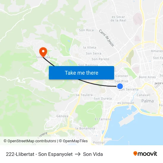222-Llibertat - Son Espanyolet to Son Vida map